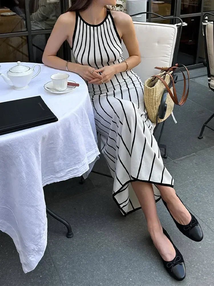 Elena Striped Sleeveless Knit Maxi Dress