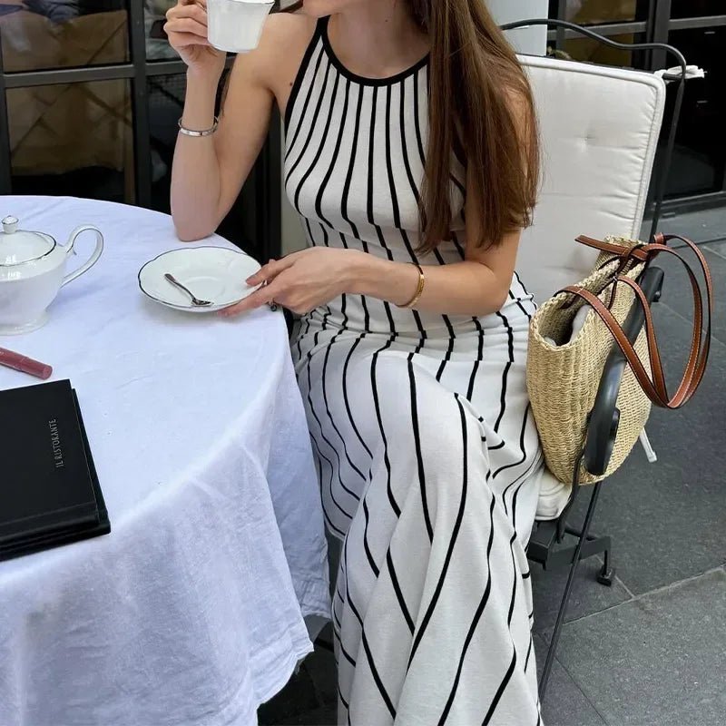 Elena Striped Sleeveless Knit Maxi Dress