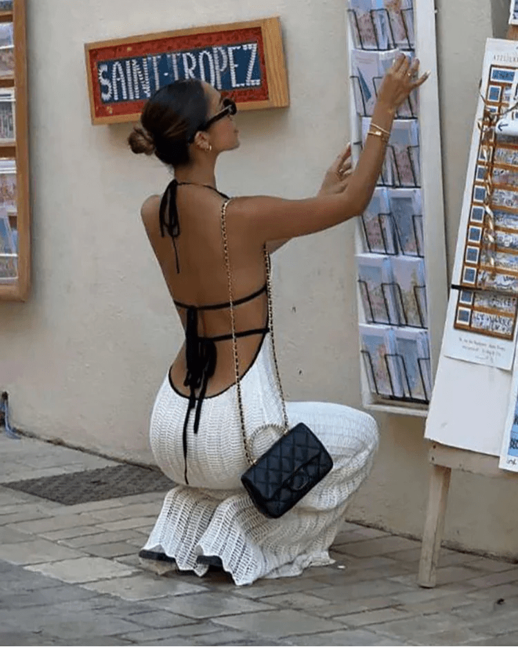 Harley Lace Up Halter Maxi Dress