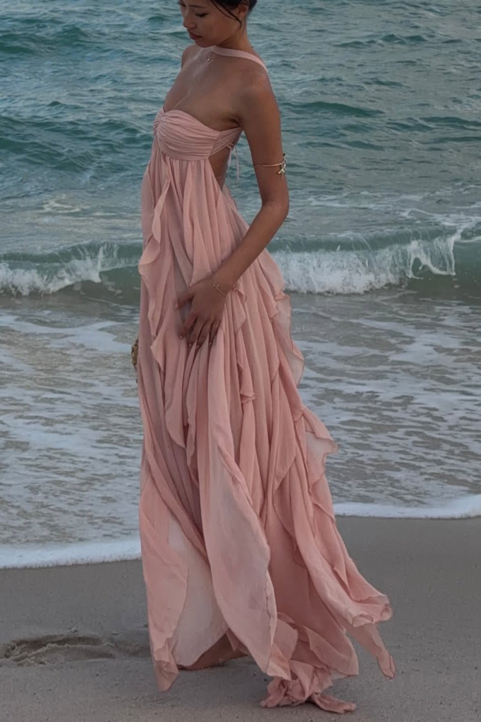 Harper Strapless Ruffled Maxi Dress