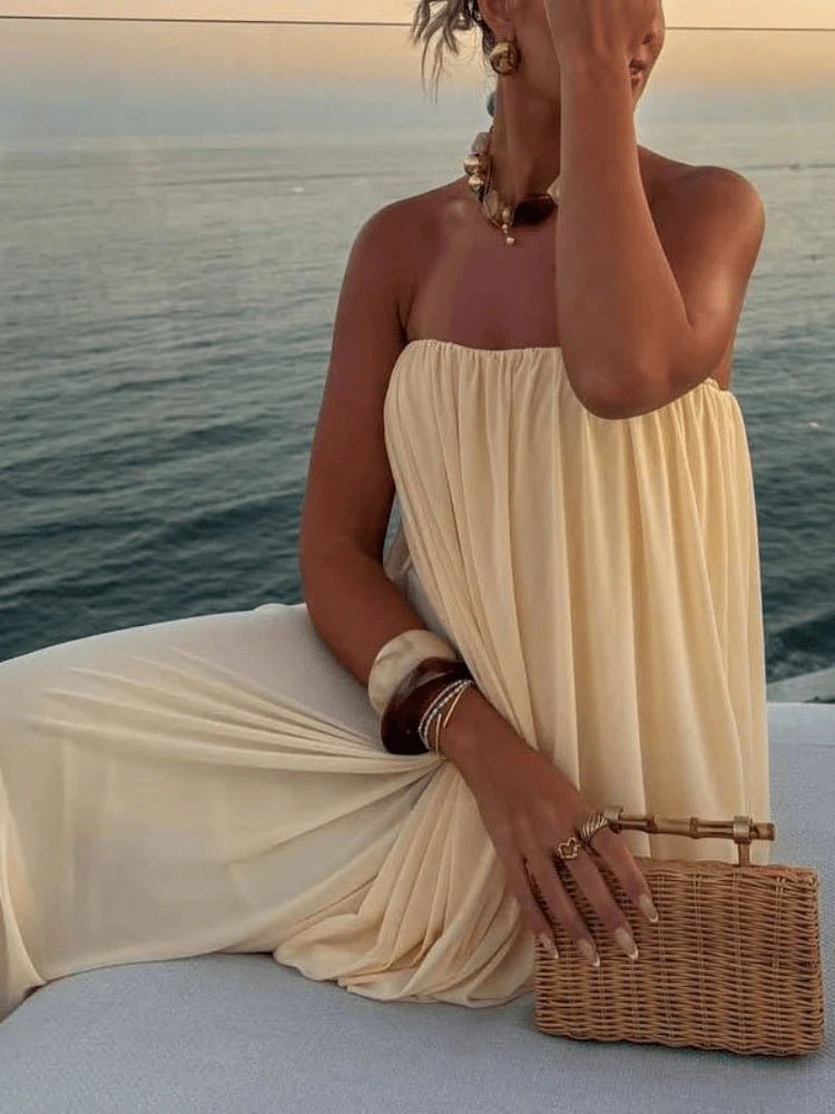 Sophia Strapless Pleated Maxi Dress