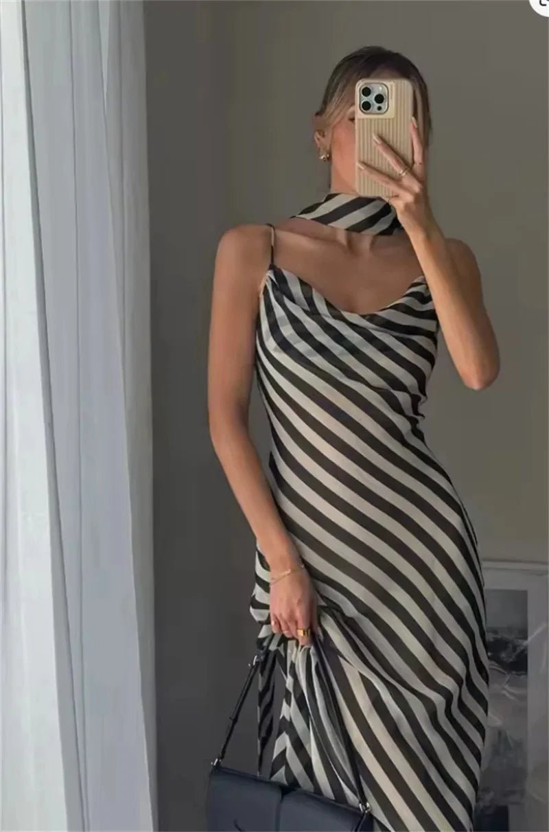 Lola Striped Scarf Maxi Dress