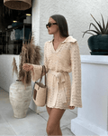 Rose V-Neck Hollow Out Dress