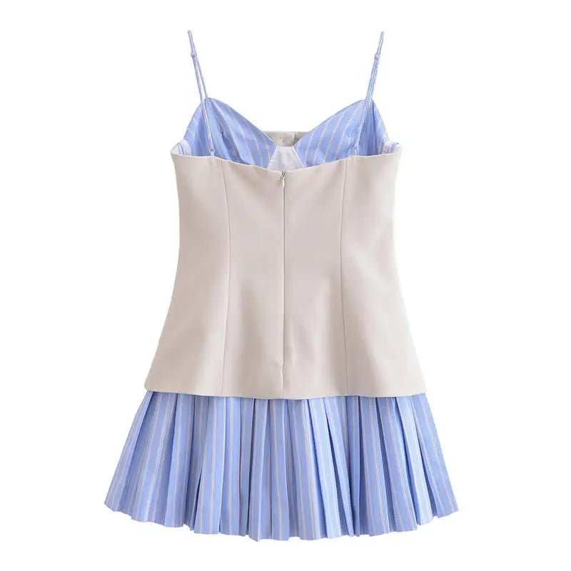 Trina Striped Pleated Corset Mini Dress
