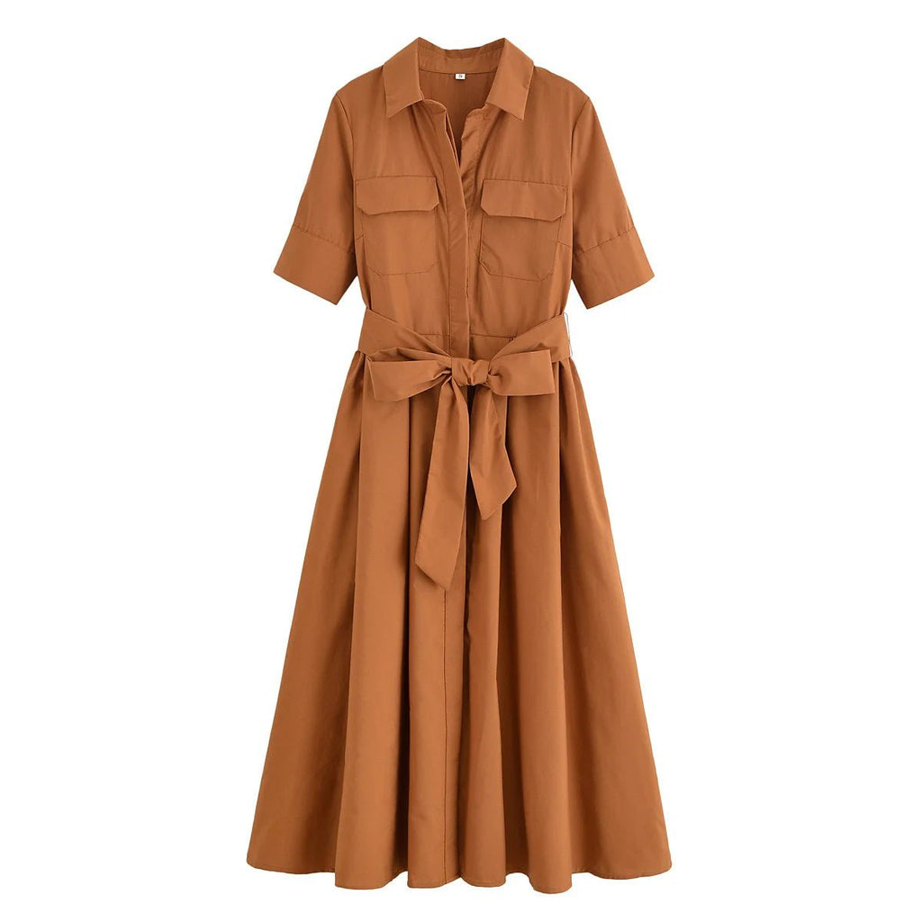 Ariane Belted Shirt Midi Dress