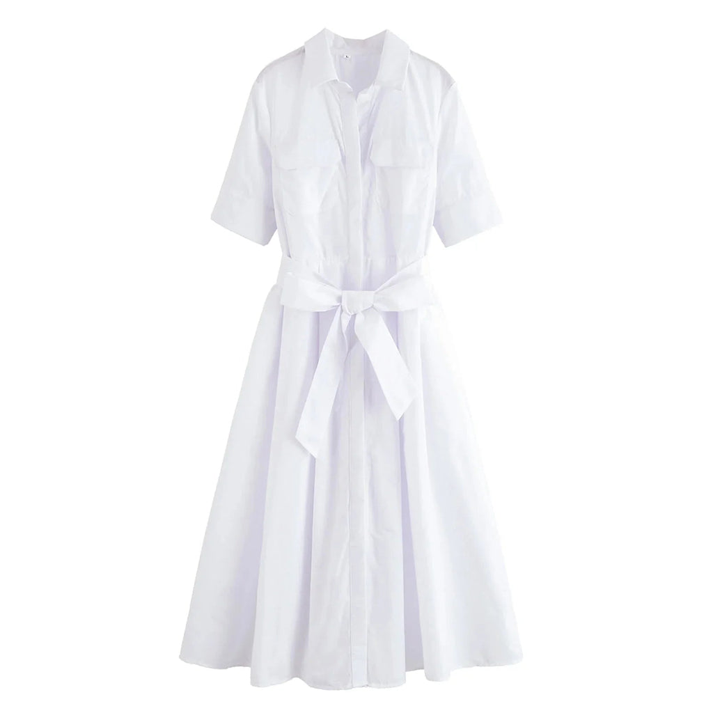 Beatrice Belted Shirt Midi Dress