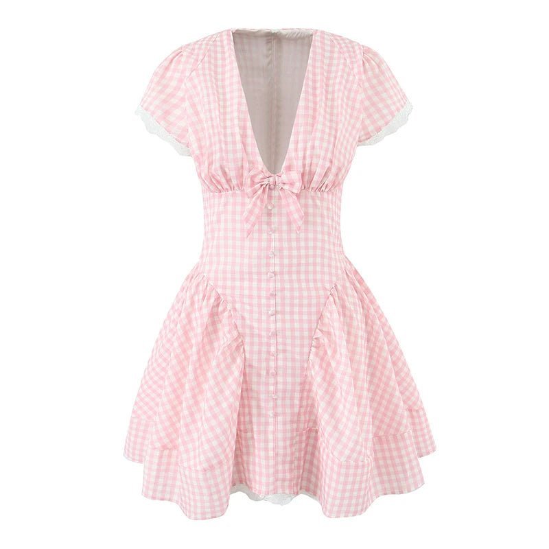 Mia Bow V-Neck Mini Dress