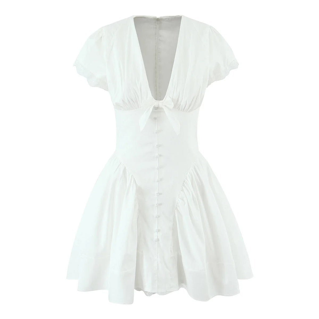 Mia Bow V-Neck Mini Dress