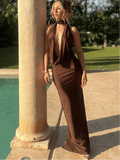 Annie Sleeveless Backless Slit Maxi Dress