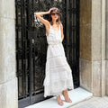 Bianca Tiered Lace Patchwork Maxi Dress