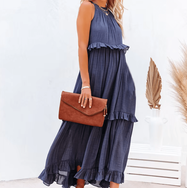 Celeste Ruffle Hem Beach Maxi Dress