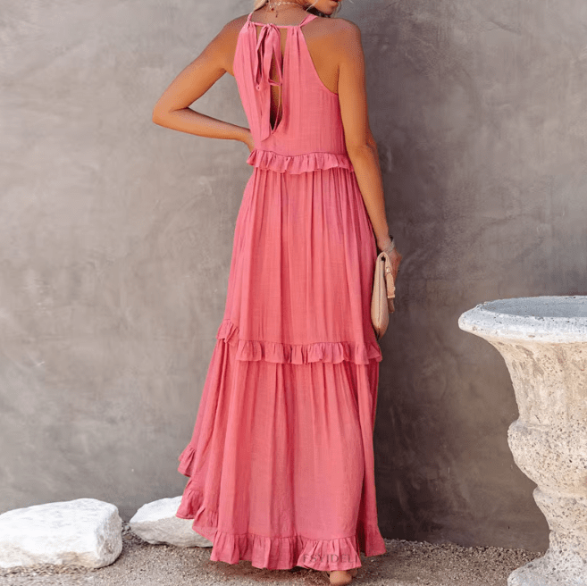 Celeste Ruffle Hem Beach Maxi Dress