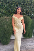 Sophia Satin Off the Shoulder Maxi Dress