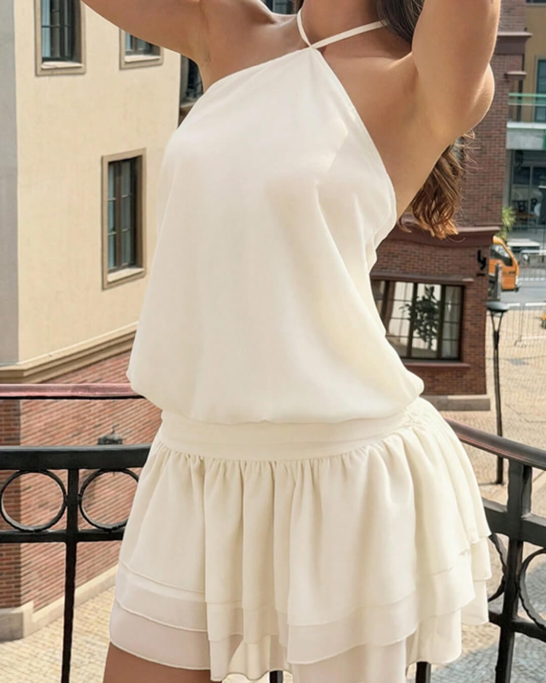 Floriana Open-Back Halter Mini Dress