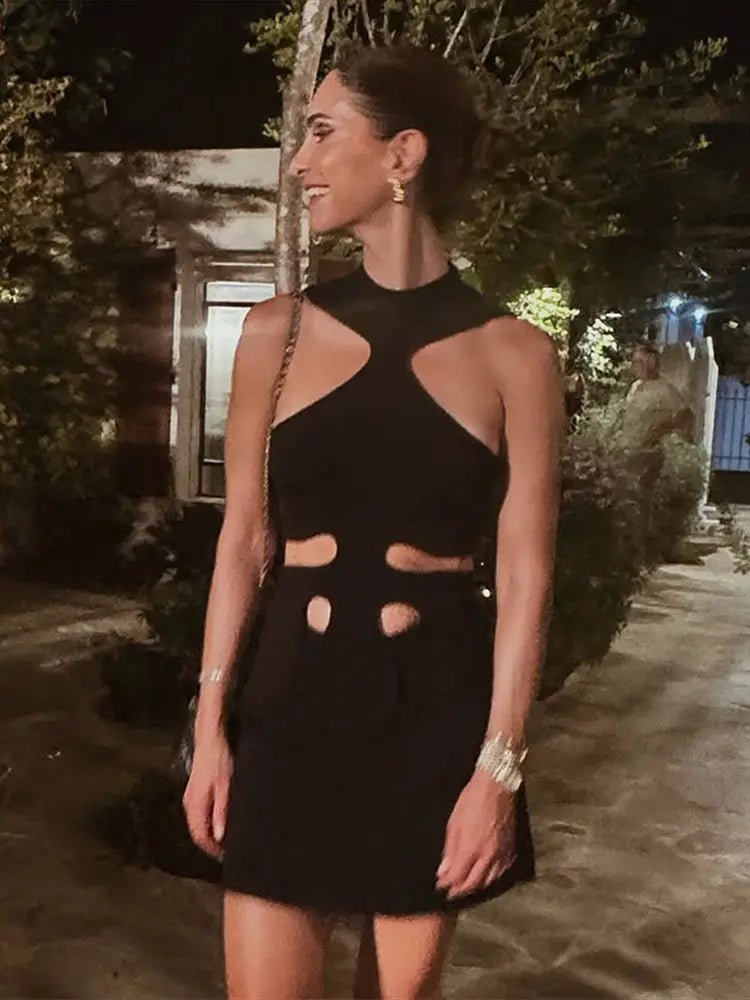 Gisele Off-Shoulder Halter Mini Dress