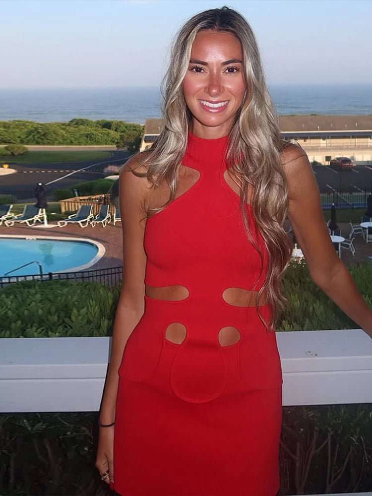 Gisele Off-Shoulder Halter Mini Dress