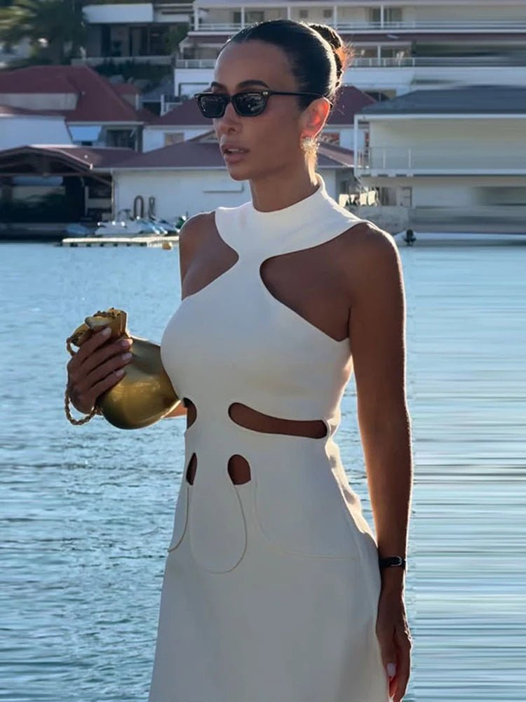Gisele Off-Shoulder Halter Mini Dress