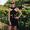 Gisele Off-Shoulder Halter Mini Dress