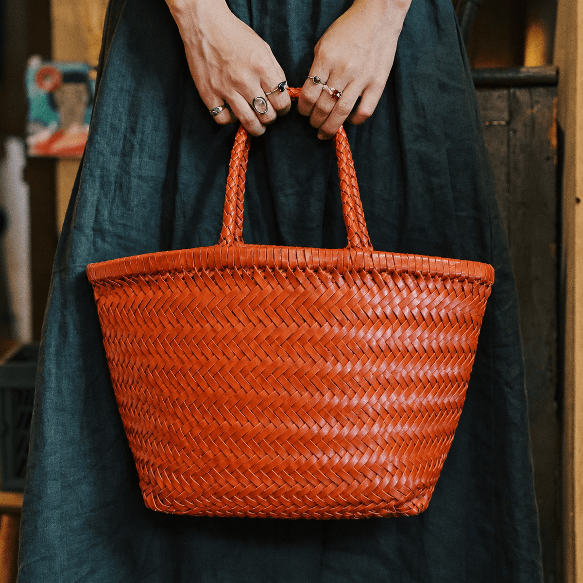 Anais Handwoven Vegan Leather Tote Bag
