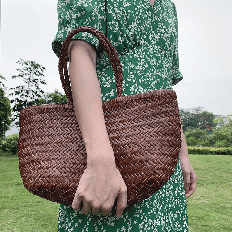 Anais Handwoven Vegan Leather Tote Bag