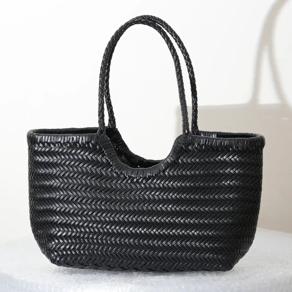 Bianca Handwoven Vegan Leather Tote Bag