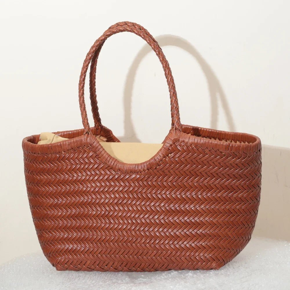 Bianca Handwoven Vegan Leather Tote Bag