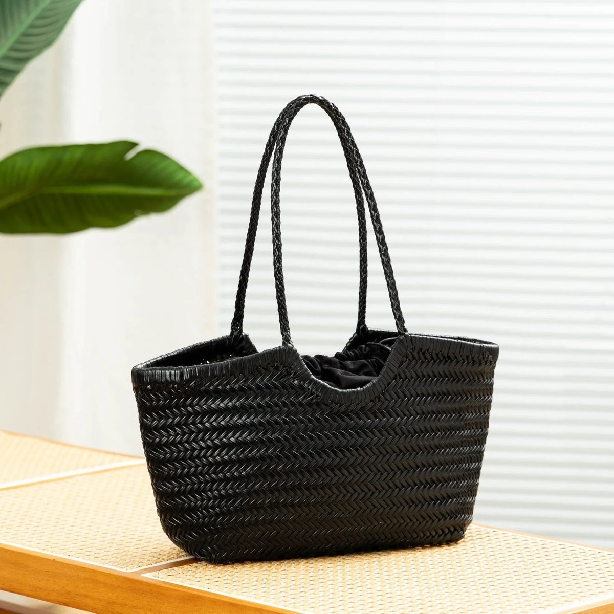 Bianca Handwoven Vegan Leather Tote Bag