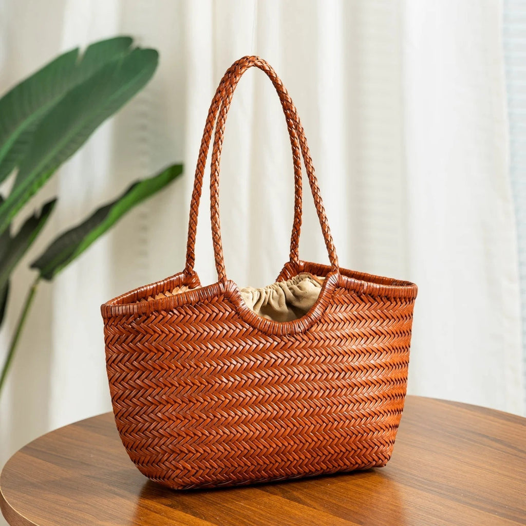 Bianca Handwoven Vegan Leather Tote Bag