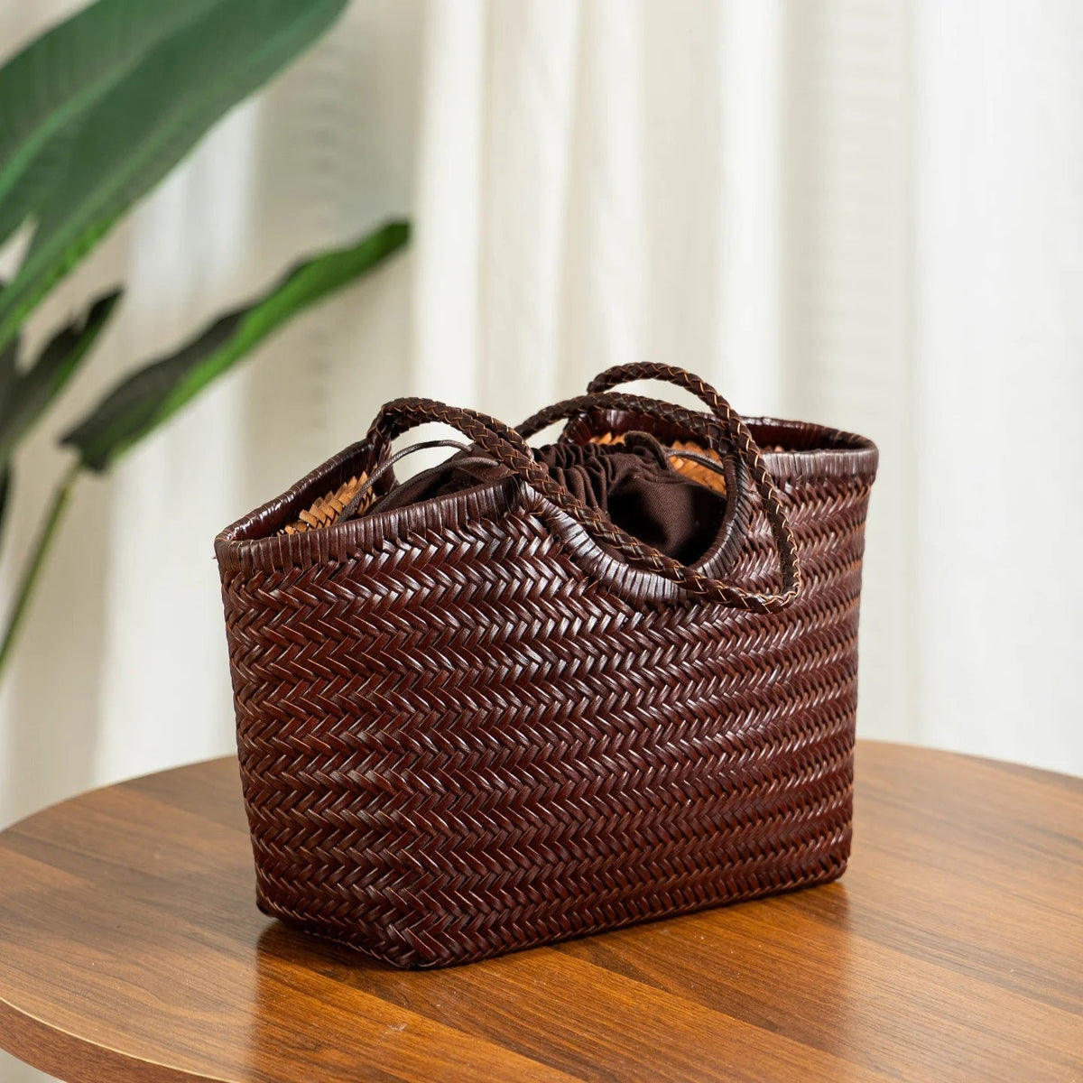 Bianca Handwoven Vegan Leather Tote Bag
