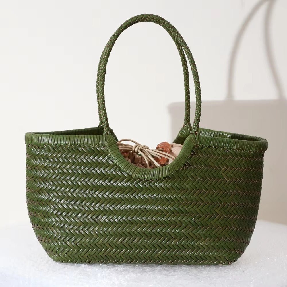 Bianca Handwoven Vegan Leather Tote Bag
