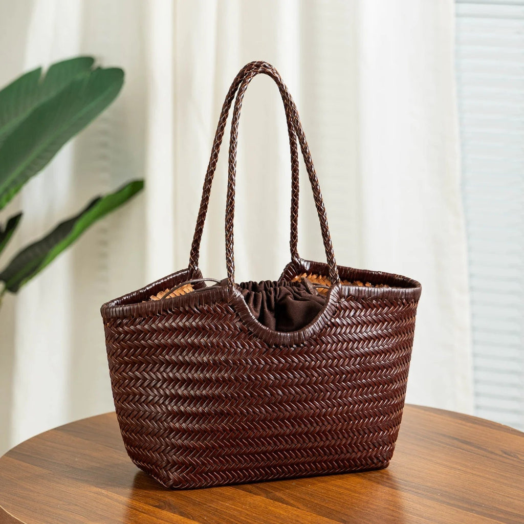 Bianca Handwoven Vegan Leather Tote Bag