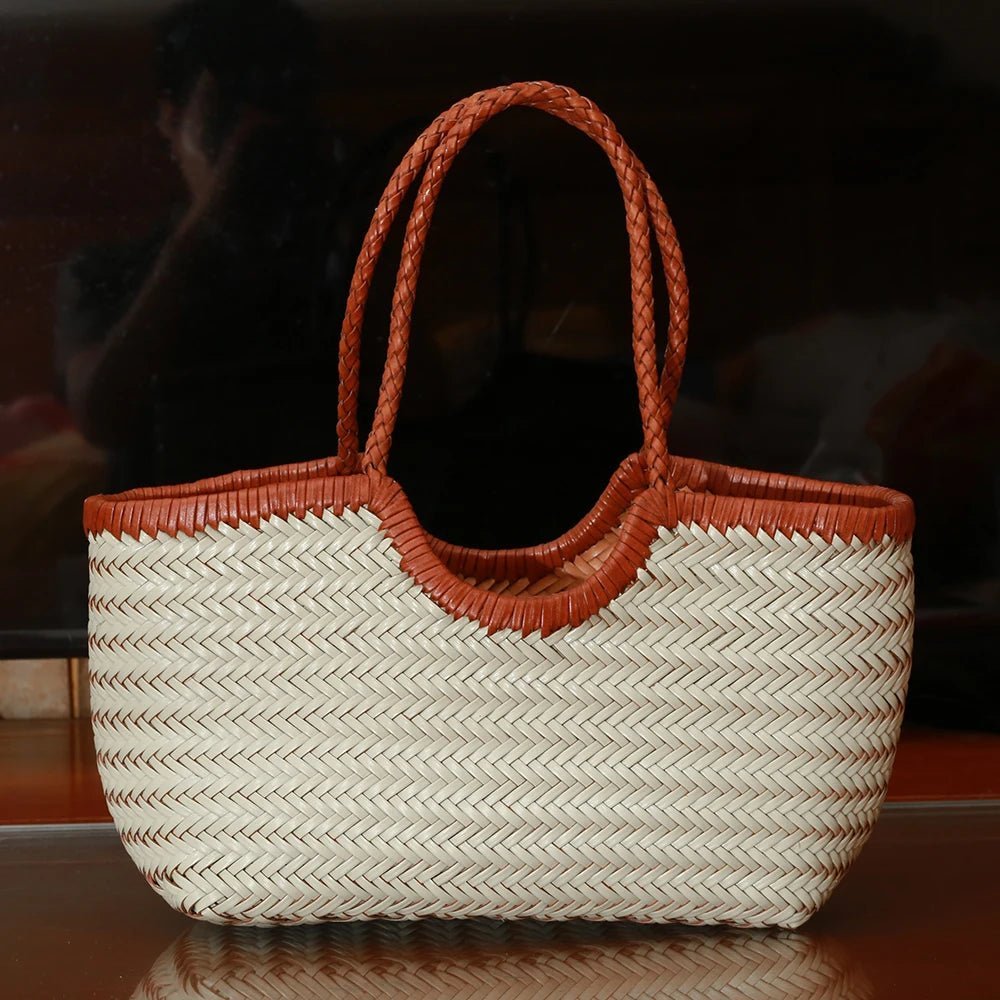 Bianca Handwoven Vegan Leather Tote Bag