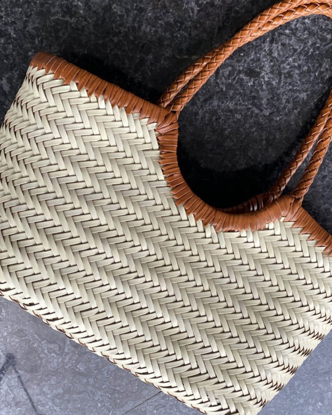 Bianca Handwoven Vegan Leather Tote Bag