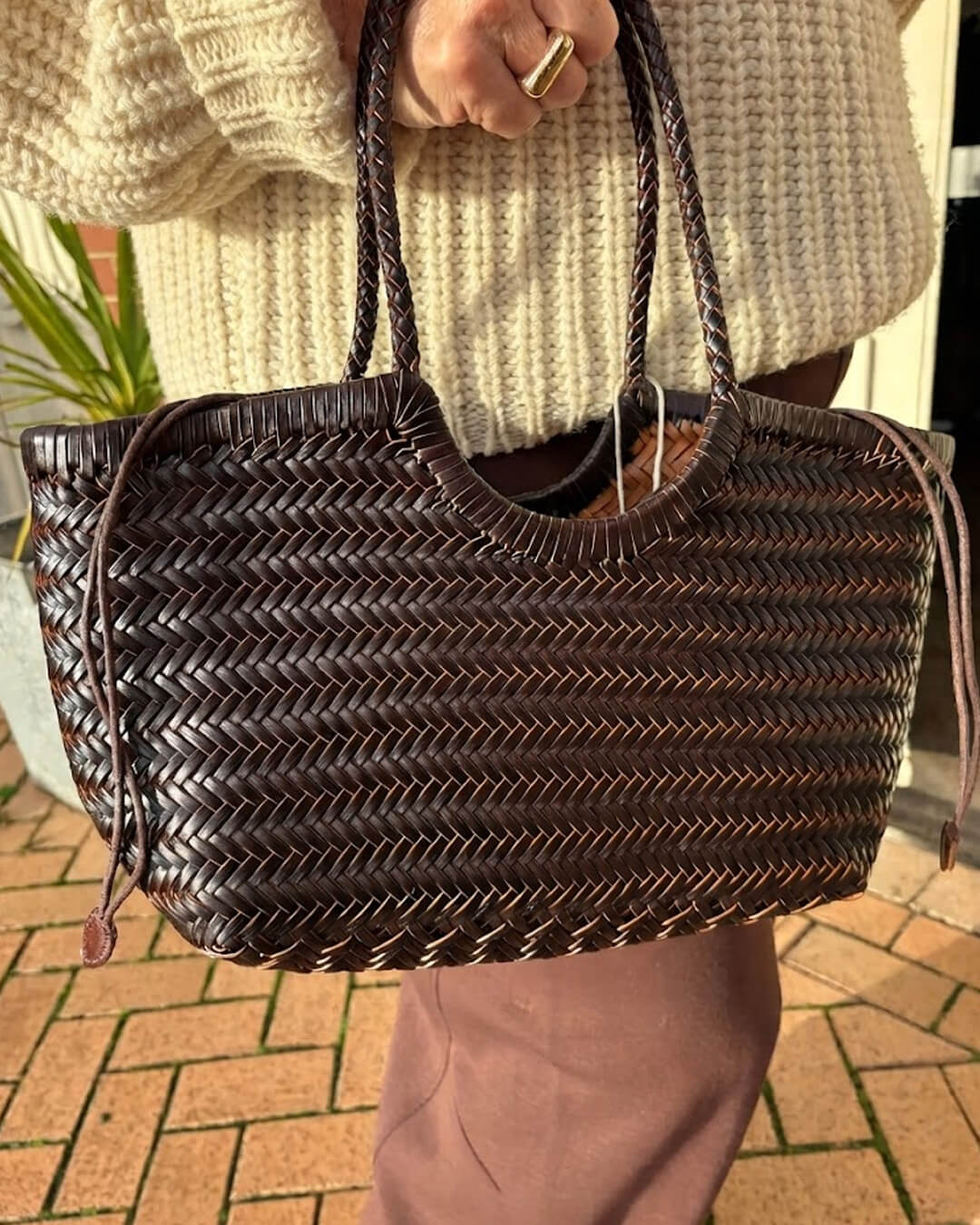 Bianca Handwoven Vegan Leather Tote Bag