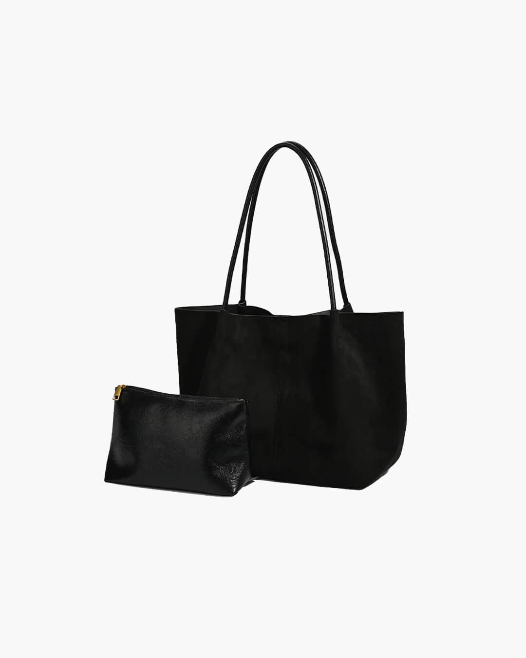 Cheska Faux Suede Tote Bag with Pouch