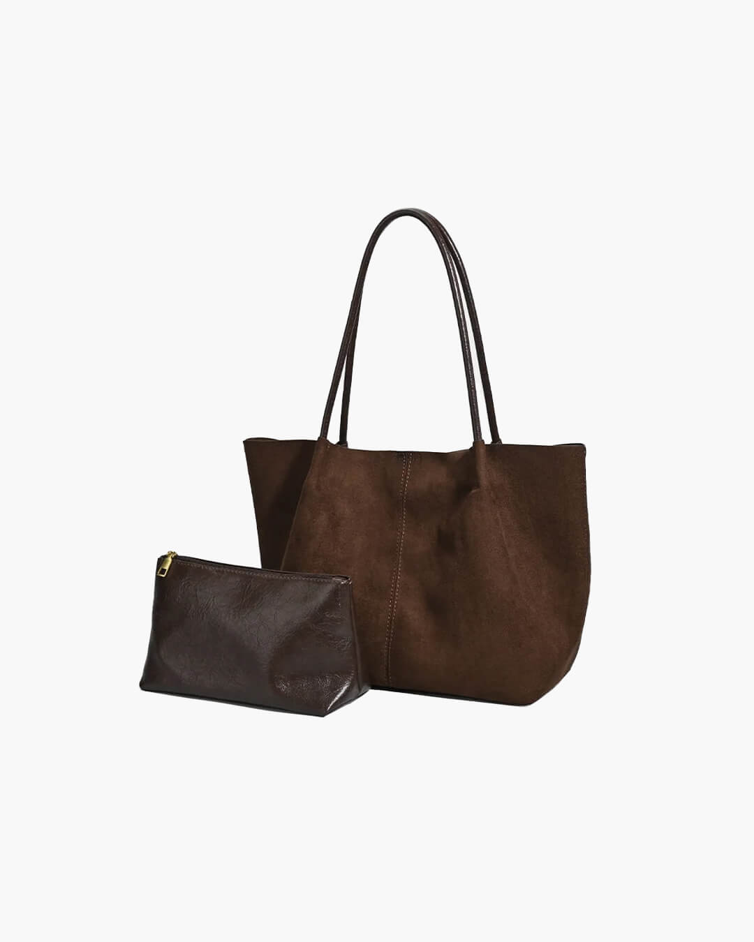 Cheska Faux Suede Tote Bag with Pouch