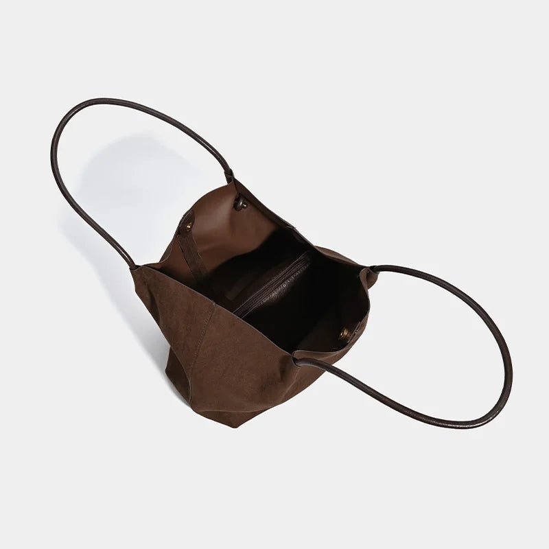 Cheska Faux Suede Tote Bag with Pouch