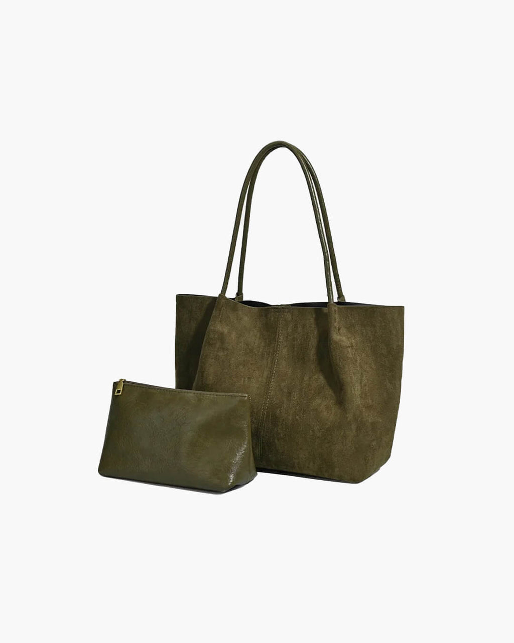 Cheska Faux Suede Tote Bag with Pouch