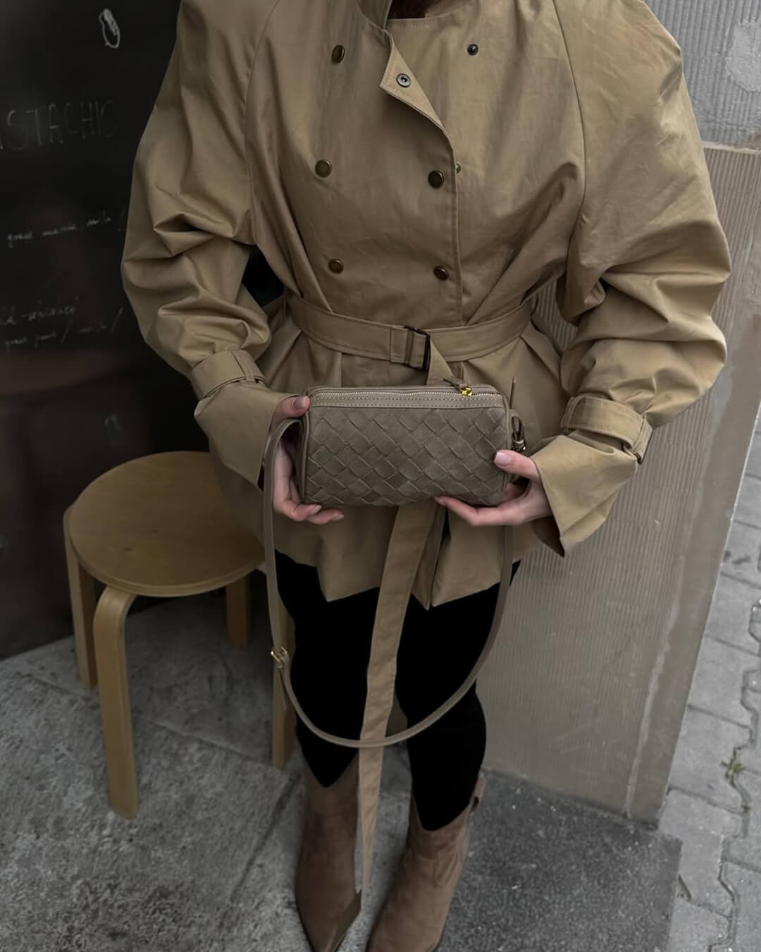 Eva Woven Faux Suede Bag