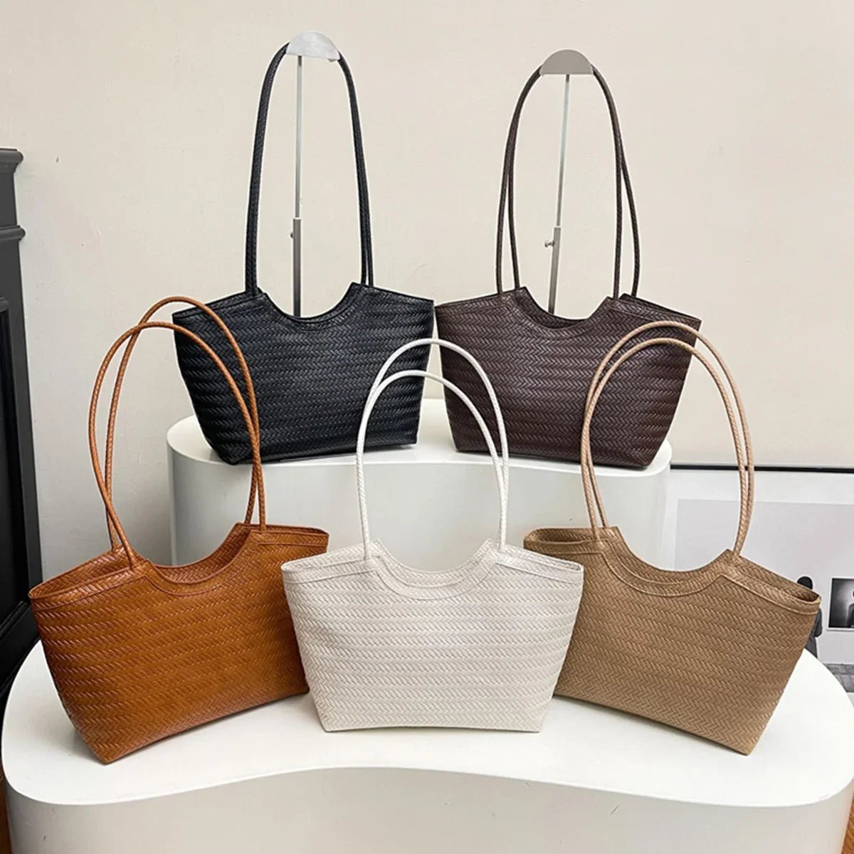 Elena Textured Weave Handbag