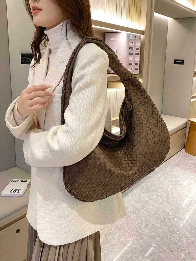 Faux Suede Woven Bag XL