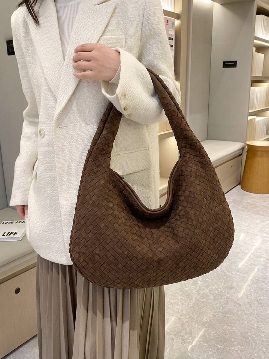 Faux Suede Woven Bag XL