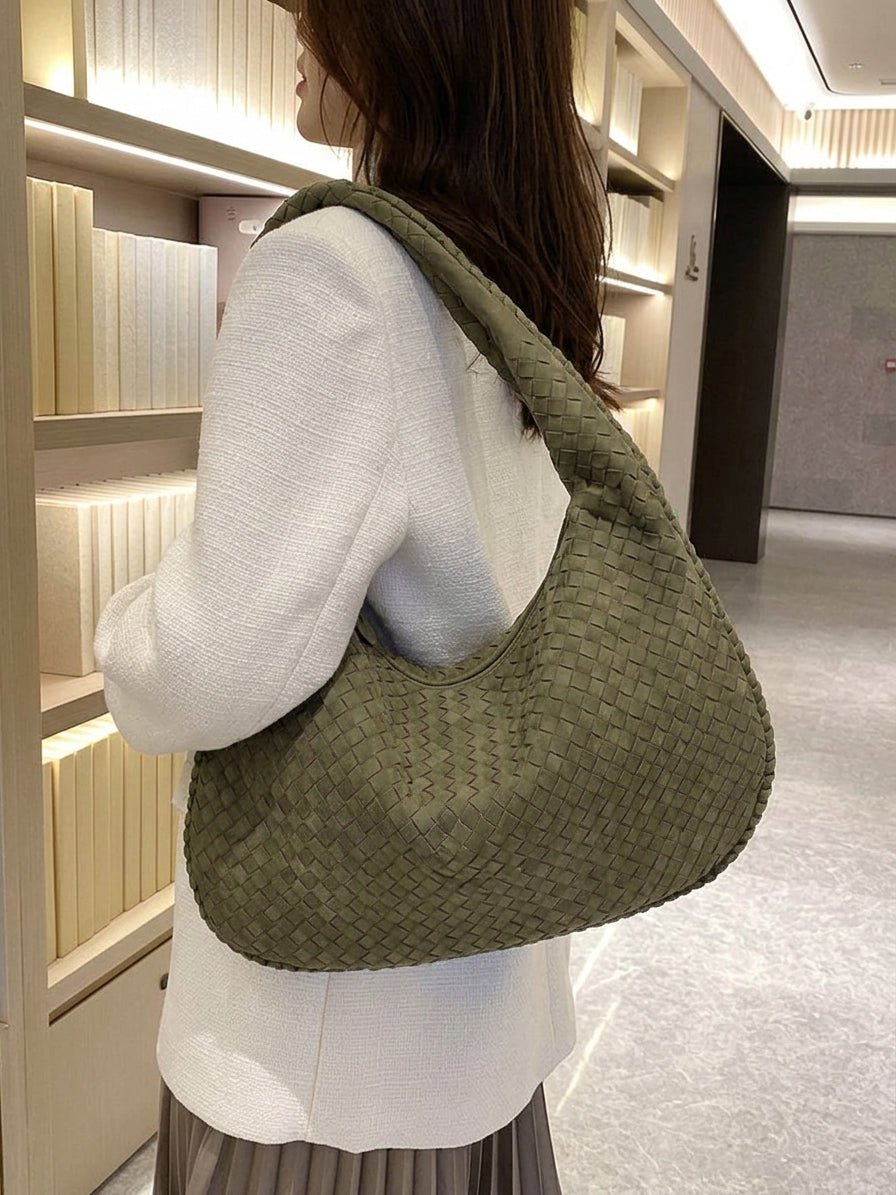 Faux Suede Woven Bag XL