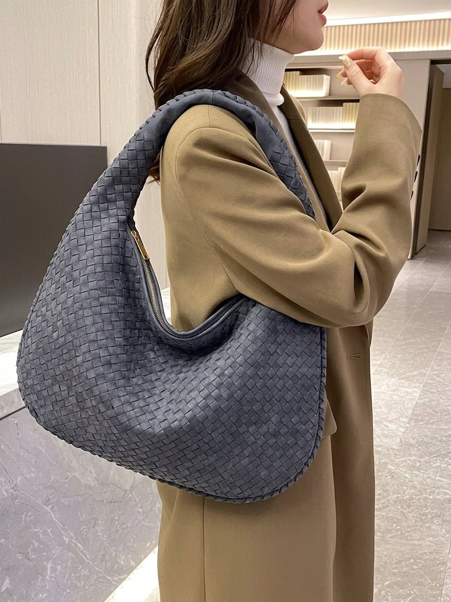 Faux Suede Woven Bag XL