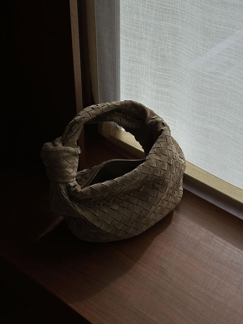 Woven Bag Medium Faux Suede