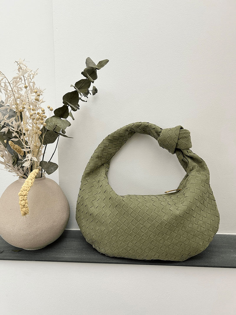 Woven Bag Medium Faux Suede