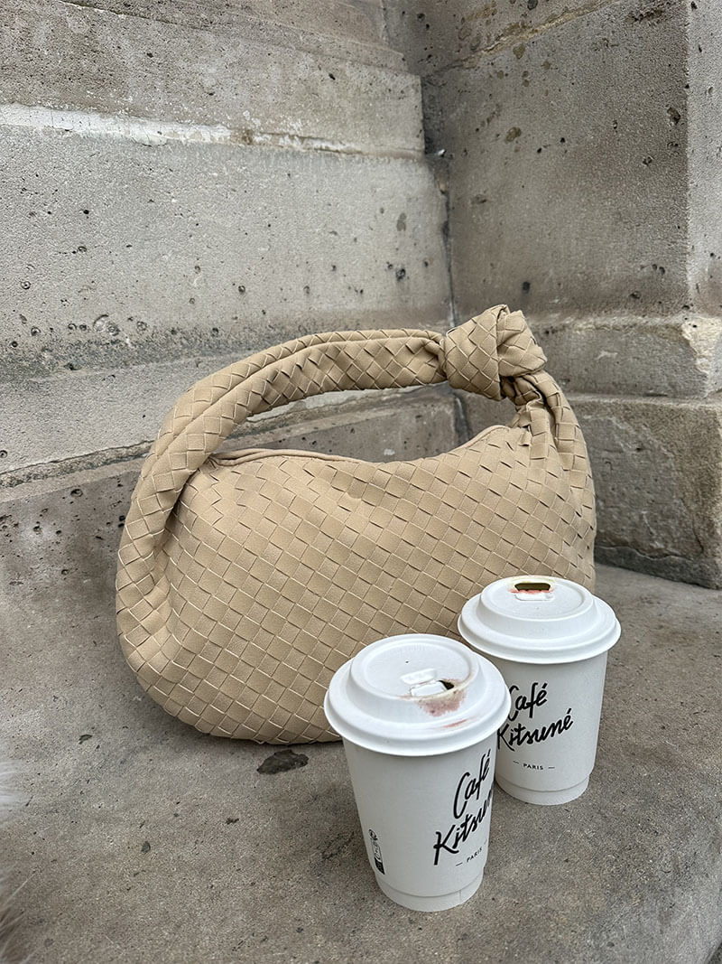 Woven Bag Medium Faux Suede