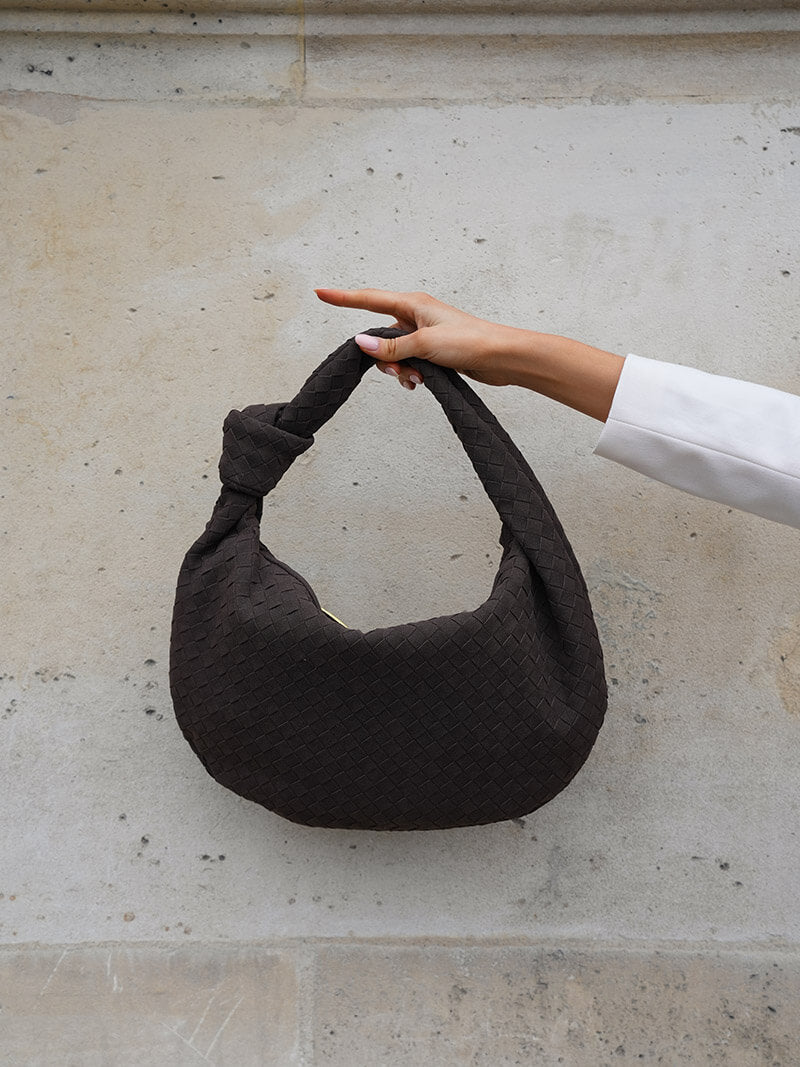 Woven Bag Medium Faux Suede