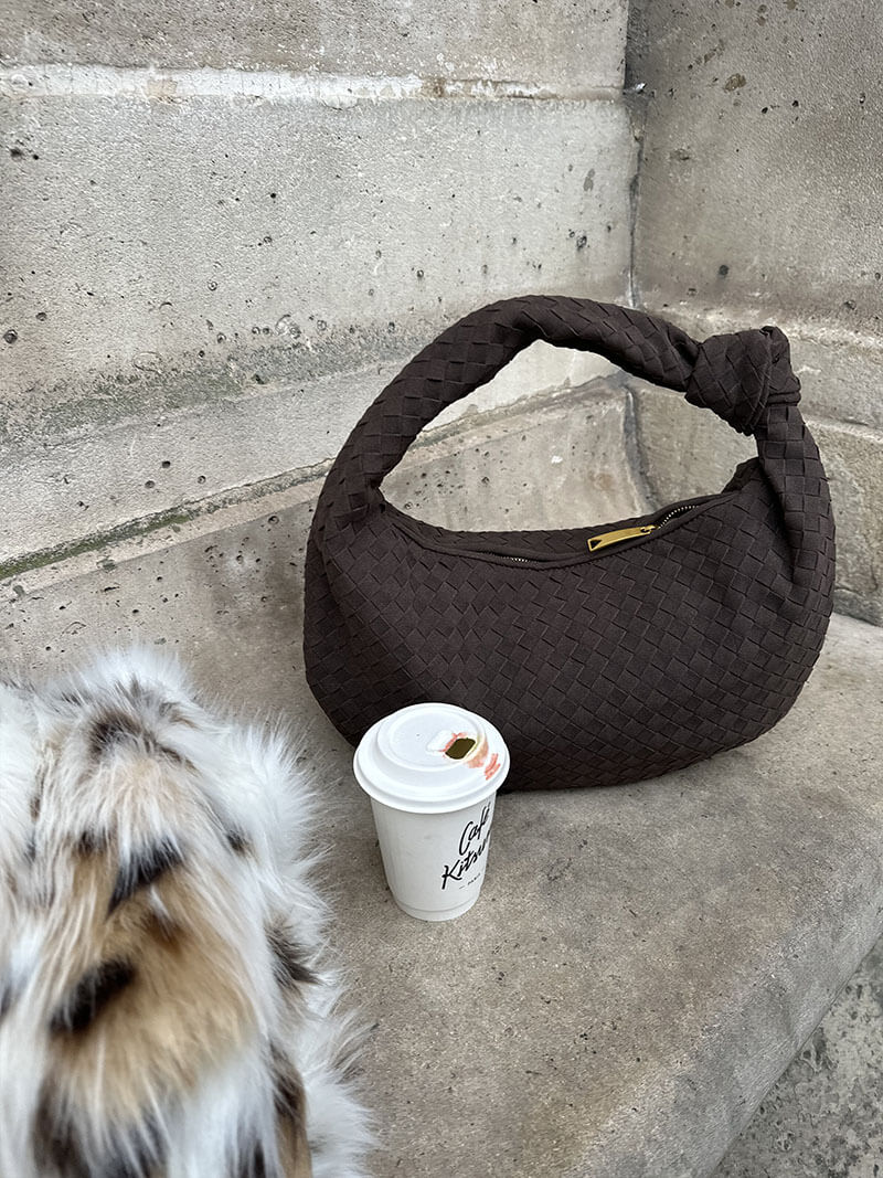 Woven Bag Medium Faux Suede