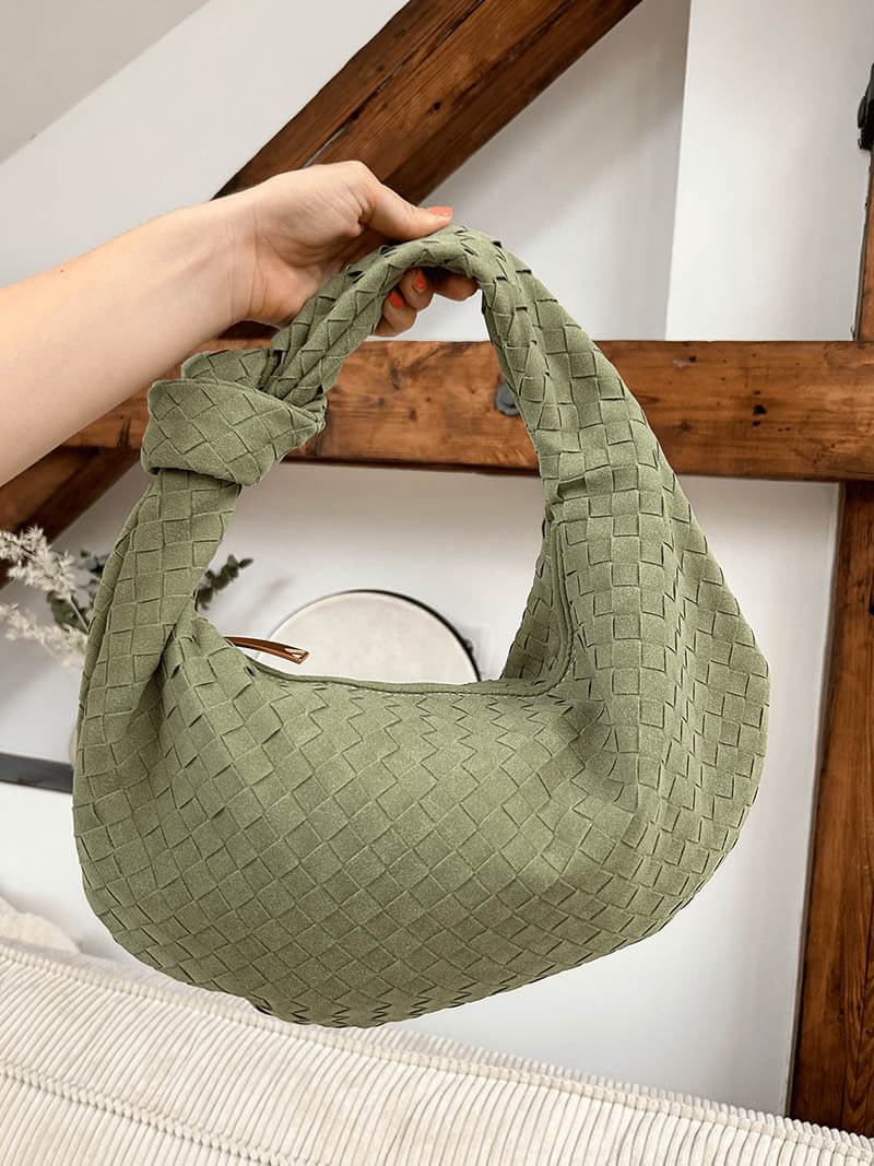 Woven Bag Medium Faux Suede